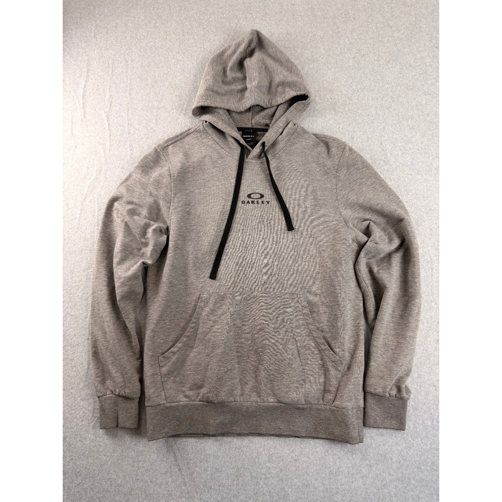 Oakley Mens Custom Fit Logo Hoodie Heather Gray Fleece Sweatshirt Size M